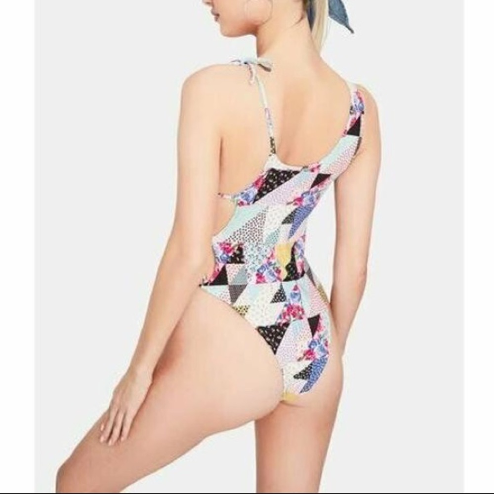 Frankie's Bikinis Multicolor Patchwork One Piece - image 3